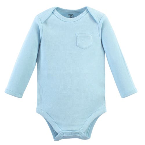 Touched By Nature Organic Cotton Long-sleeve Bodysuits In Blue