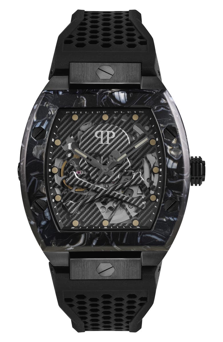 PHILIPP PLEIN The $keleton Silicone Strap Watch, 44mm, Main, color,
