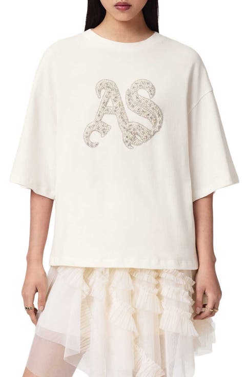 Icon Amelie Oversize Rhinestone Cotton T-Shirt