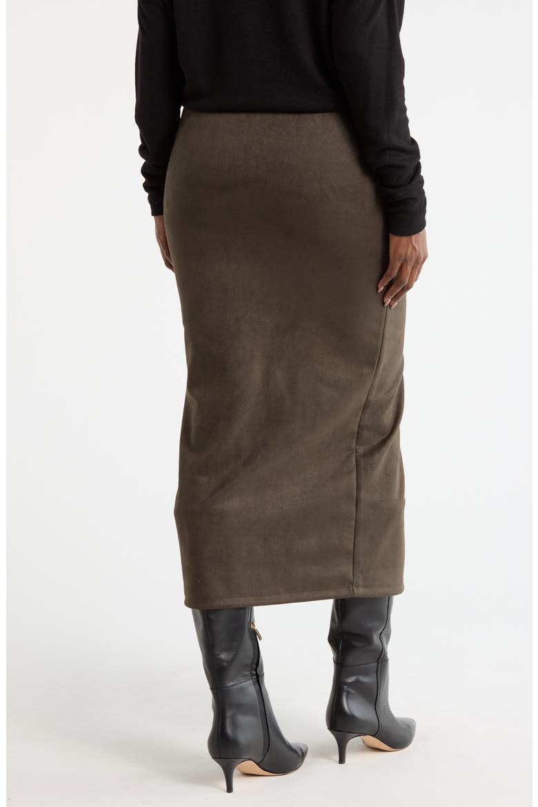 Faux Suede Midi Skirt, Alternate, color, OLIVE