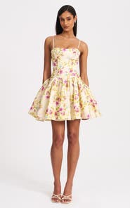Miss Circle Valda Print Linen Mini Dress with Pockets