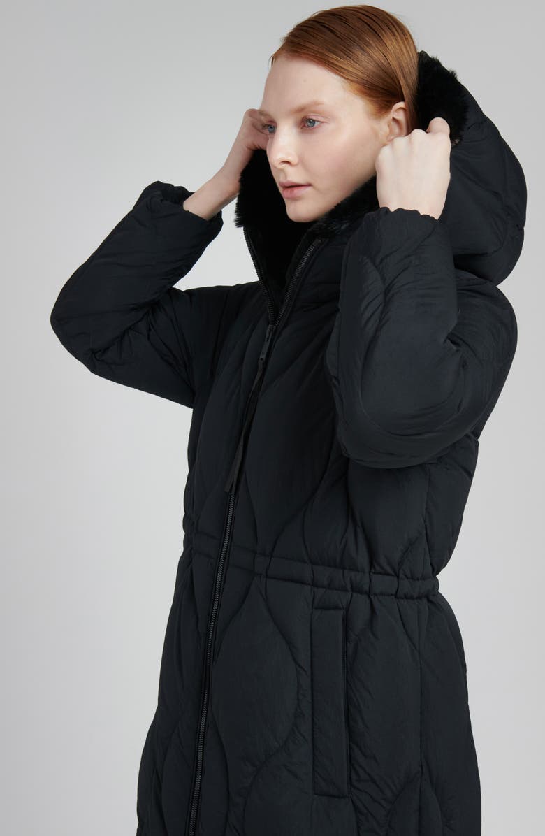 The Recycled Planet Company Kir Quilted Down Puffer Jacket with Faux Fur Trim, Alternate, color, 