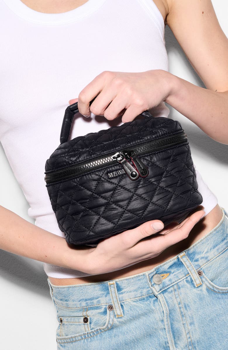 MZ Wallace Quilted Nylon Vanity Case, Alternate, color, Black