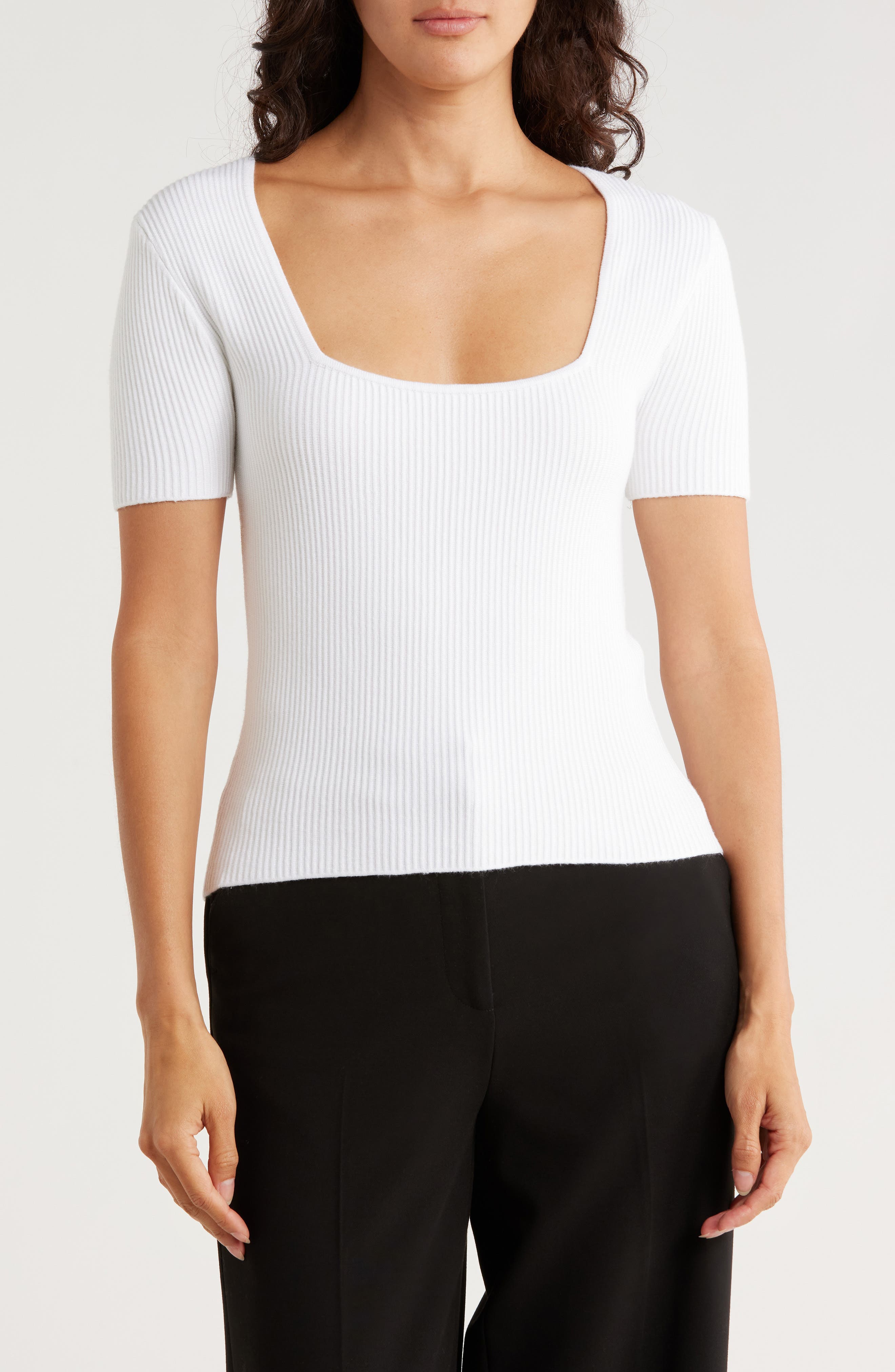 Muse Square Neck Ribbed Crop Top