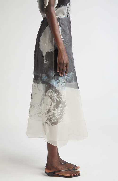 Jason Wu Collection Sheer Asymmetric Handkerchief Hem Silk Organza Midi Skirt