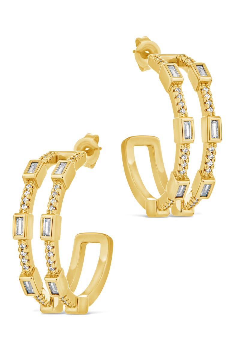 Neah Cubic Zirconia Hoop Earrings, Alternate, color, GOLD