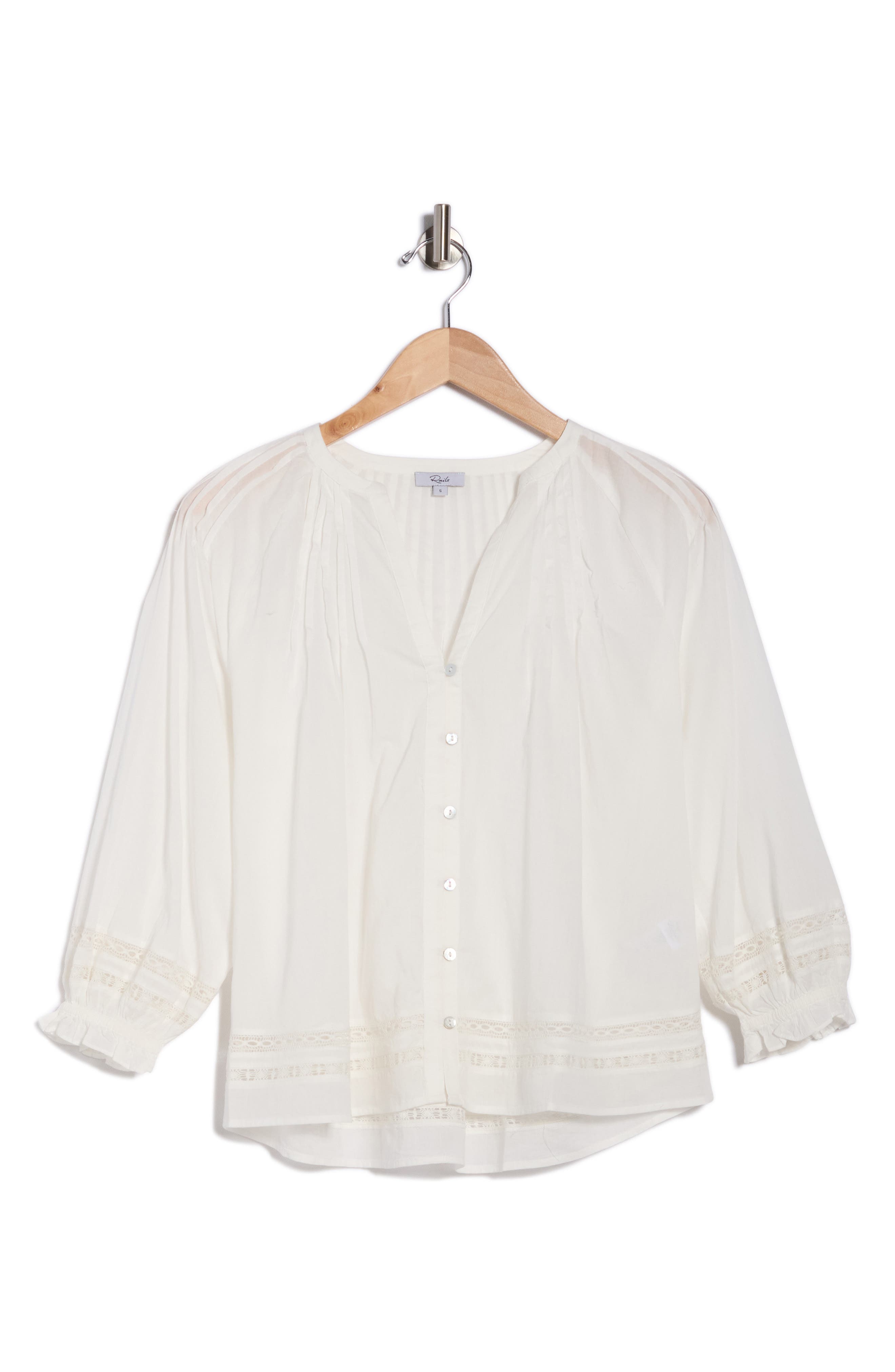 Rails Lilah Lace Trim Button-Up Shirt