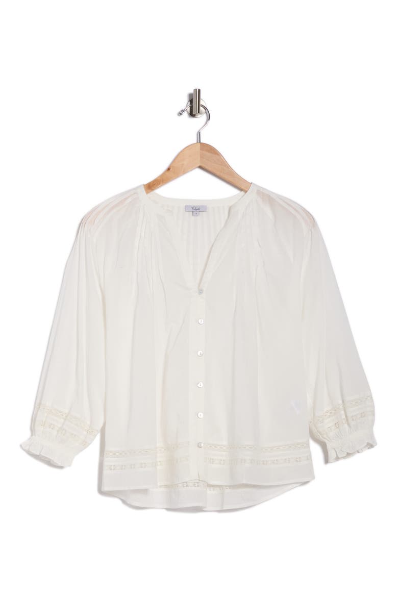 Lilah Lace Trim Button-Up Shirt, Alternate, color, WHITE LACE DETAIL