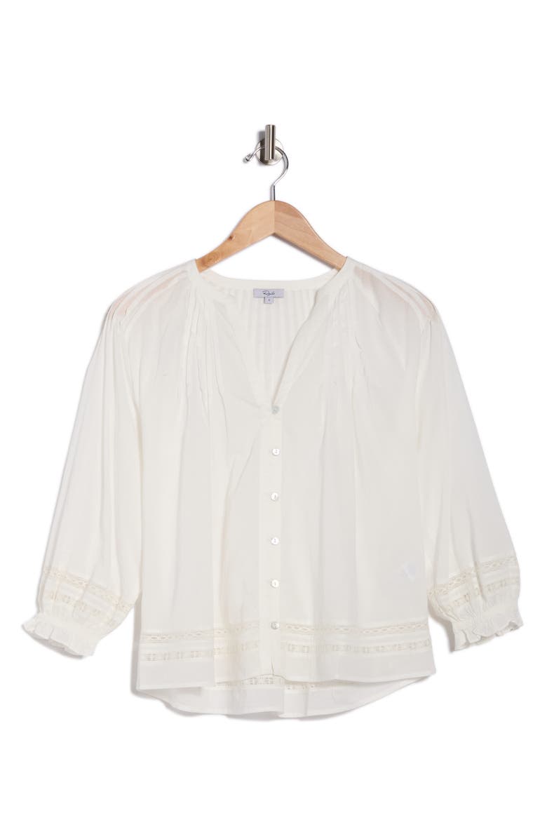 Rails Lilah Lace Trim Button-Up Shirt, Main, color, White Lace Detail
