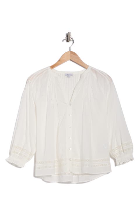 Lilah Lace Trim Button-Up Shirt