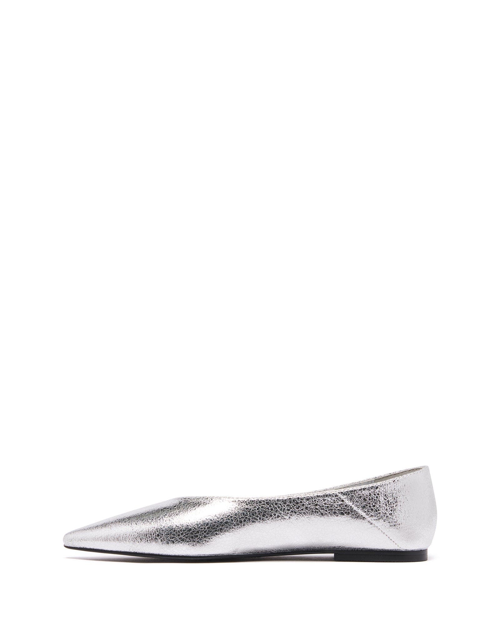 Therapy Australia Clara Pointed Toe Flats, Alternate, color, Silver Cracked Metallic Pu