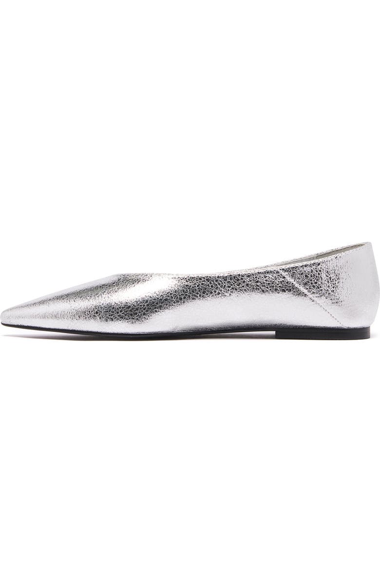 Therapy Australia Clara Pointed Toe Flats, Alternate, color, Silver Cracked Metallic Pu