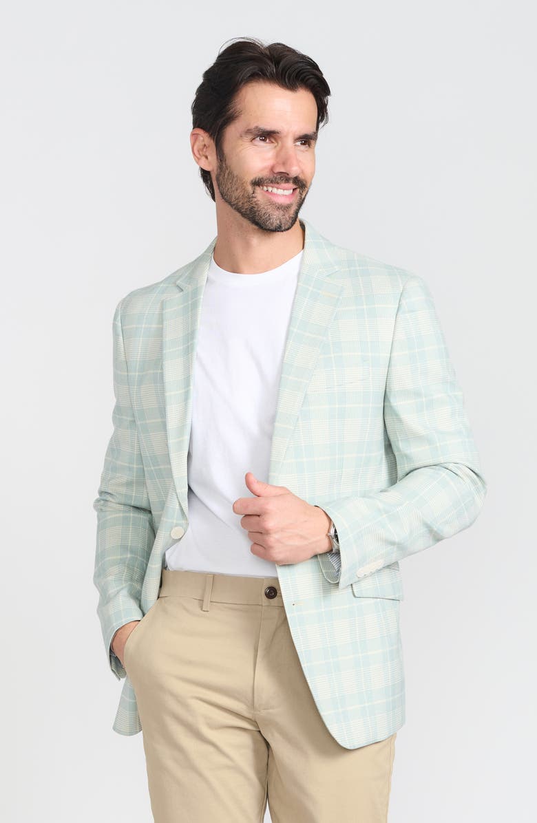 SAVILE ROW CO Mayfair Plaid Notch Lapel Blazer, Alternate, color, Green