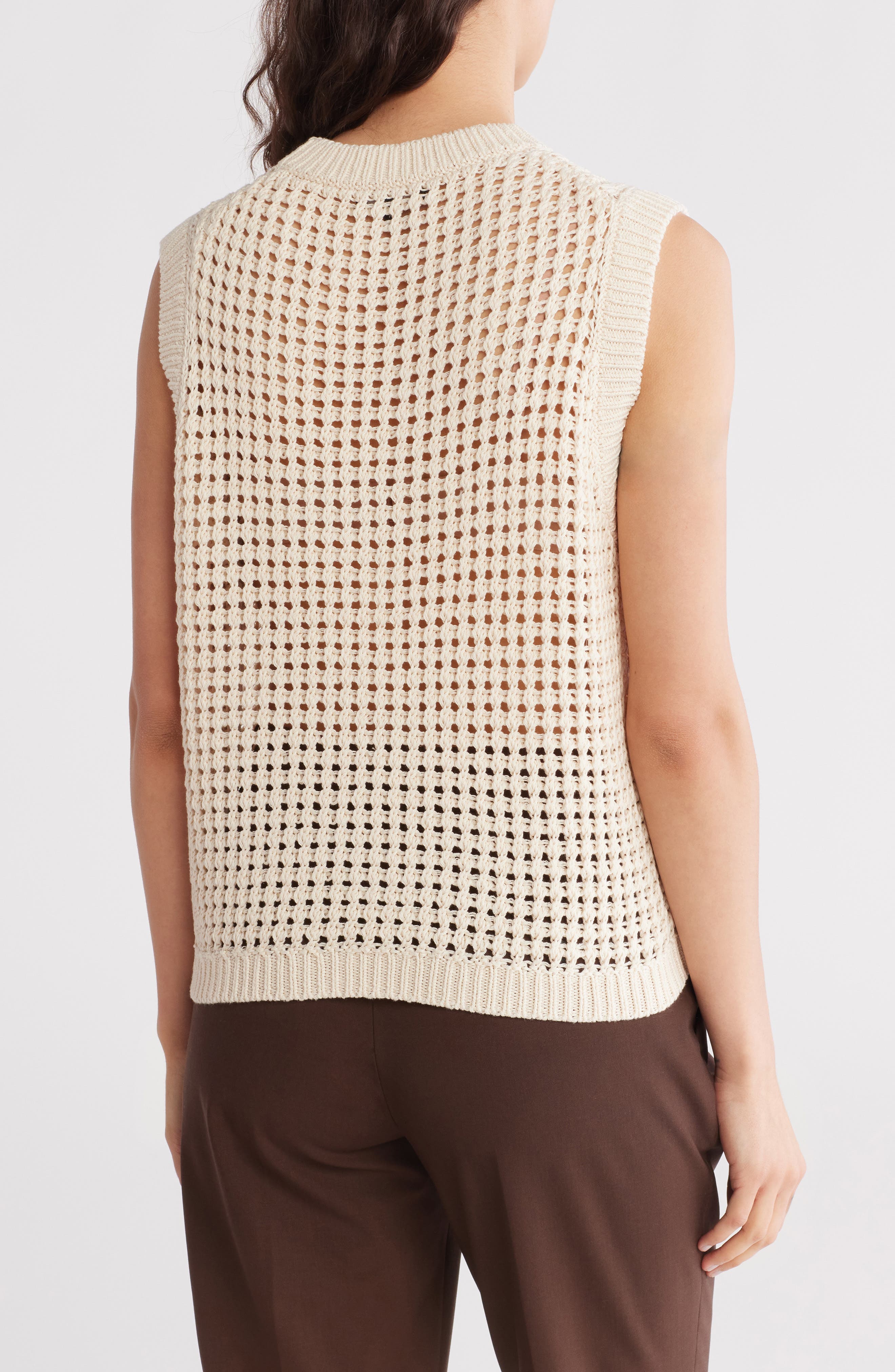 Open Stitch Pima Cotton Sweater Vest - image 2