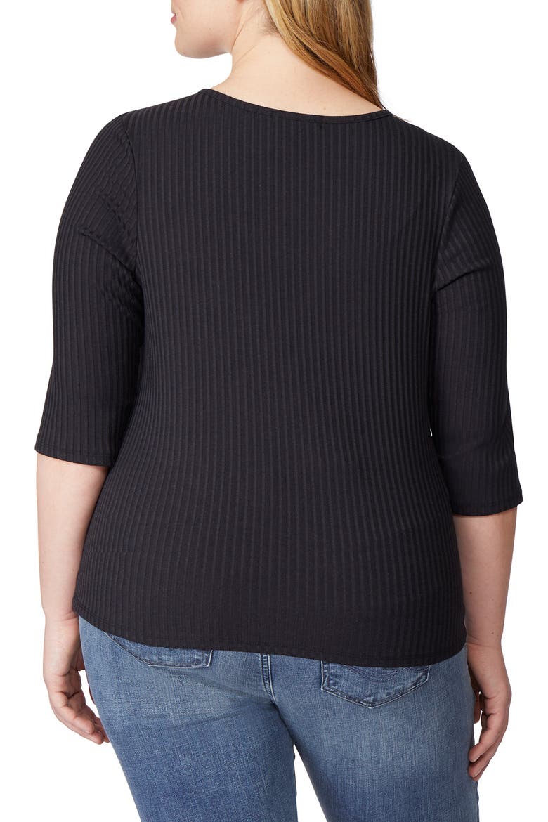 Sweetheart Rib Knit Top, Alternate, color, BLACK