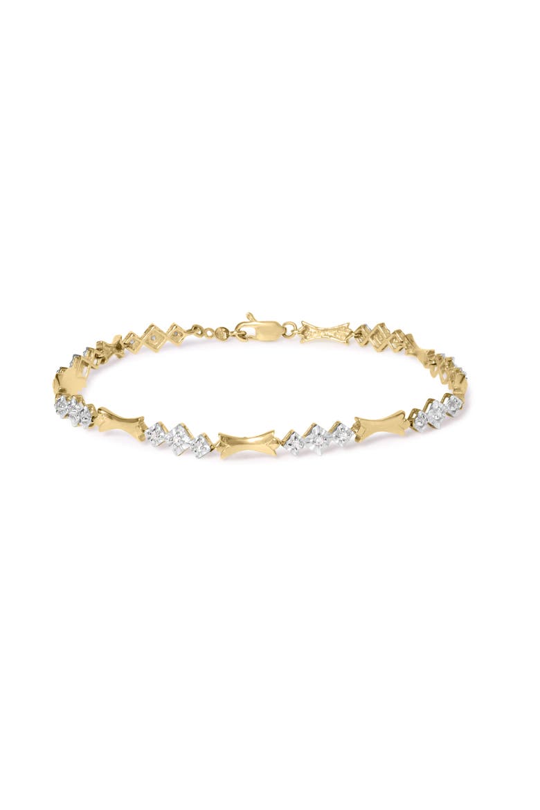 10k Gold 1/3 Cttw Diamond Miracle Set Bar and Link Bracelet - 7.75" Inches, Main, color, Yellow