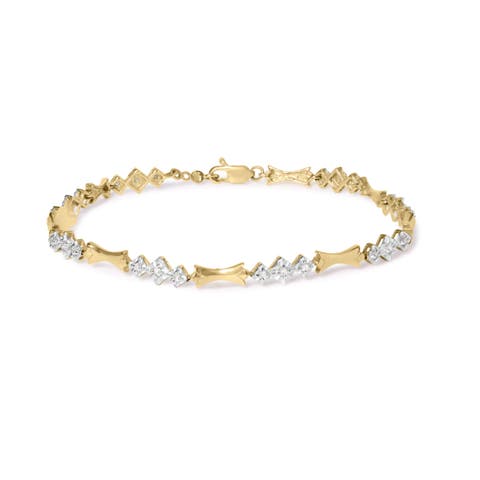 10k Gold 1/3 Cttw Diamond Miracle Set Bar and Link Bracelet - 7.75" Inches