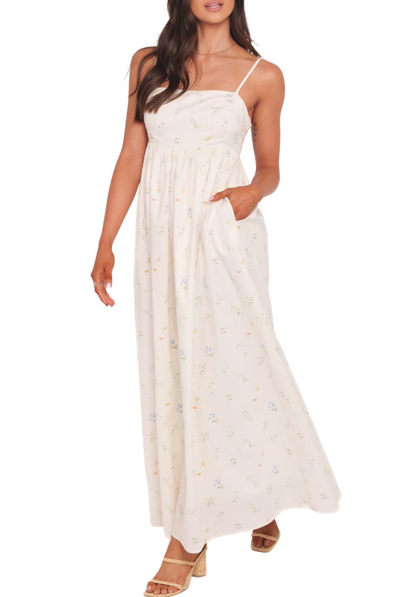 Odessa Print Sleeveless Maxi Dress, Alternate, color, WHITE FLORAL