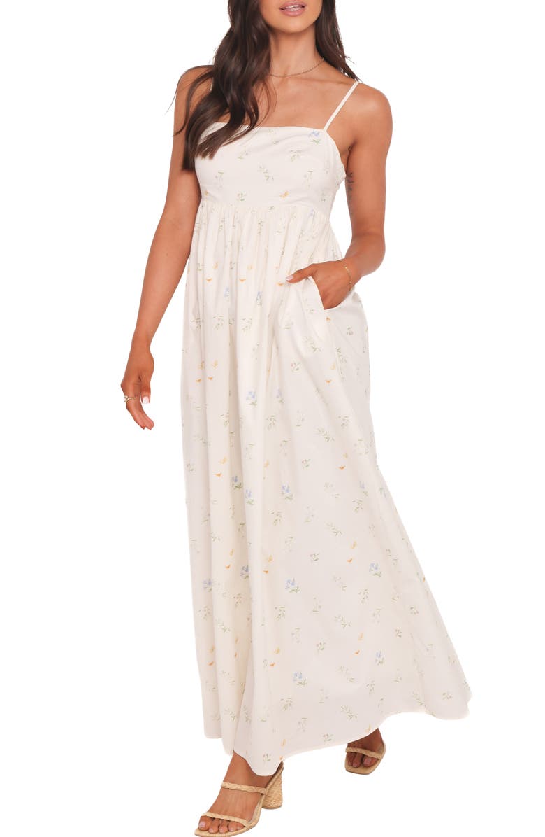Petal & Pup Odessa Print Sleeveless Maxi Dress, Alternate, color, White Floral