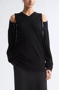 Simone Rocha Ribbon Slashed Cashmere Sweater