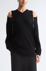 Simone Rocha Ribbon Slashed Cashmere Sweater
