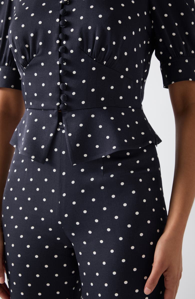 LK Bennett Elsie Polka Dot Flare Pants, Alternate, color, Navy Cream