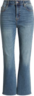 HIDDEN JEANS Raw Hem High Waist Crop Flare Jeans