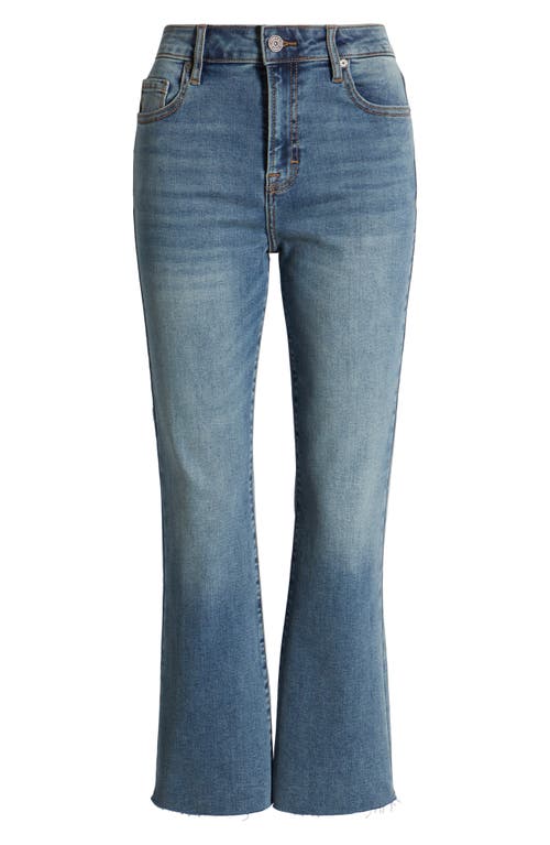 Hidden Jeans Raw Hem High Waist Crop Flare Jeans In Medium Wash