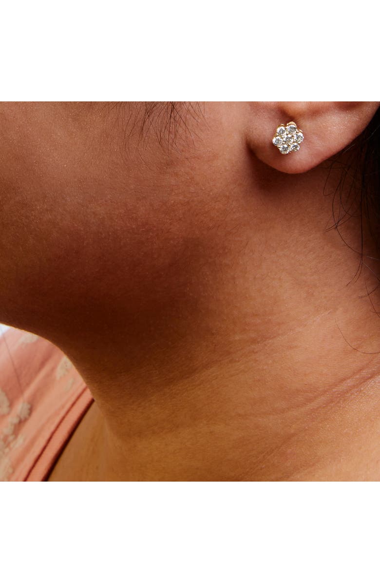 Haus of Brilliance 14K Yellow Gold 3/4 Ct 7 Stone Floral Cluster Diamond Stud Earrings, Alternate, color, Yellow