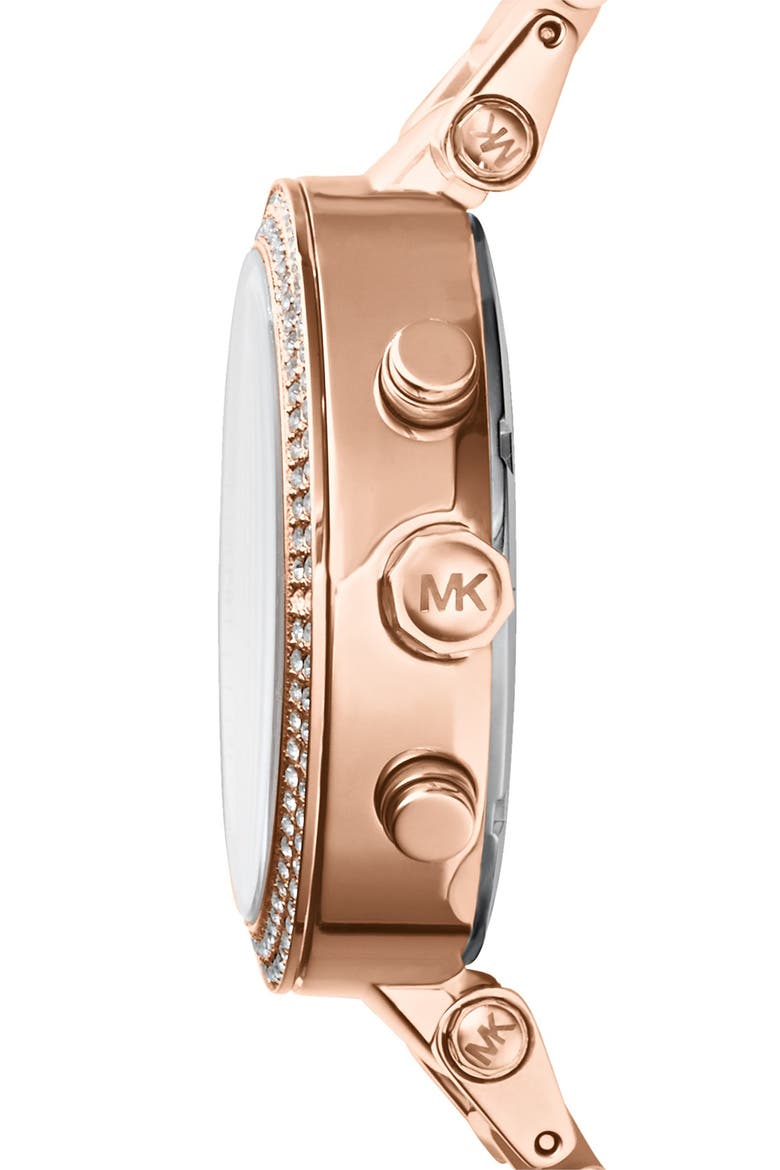 'Parker' Blush Acetate Link Chronograph Watch, 39mm, Alternate, color, ROSE GOLD
