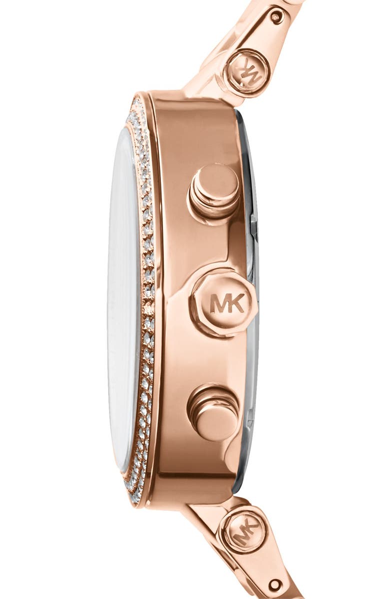 MICHAEL Michael Kors Michael Kors 'Parker' Blush Acetate Link Chronograph Watch, 39mm, Alternate, color, Rose Gold