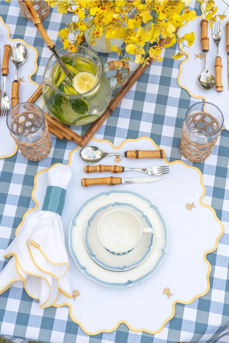 Honey Bee Impermeable Placemat, Alternate, color, White/Yellow