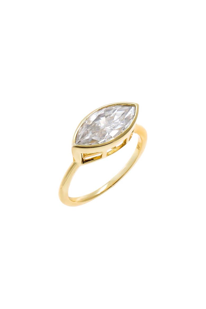 Moissanite Bezel Marquise Thin Band Pinky Ring, Main, color, Gold