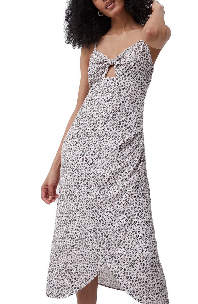 French Connection Aura Ditsy Tie Front Sleeveless Crepe Dress, Alternate, color,