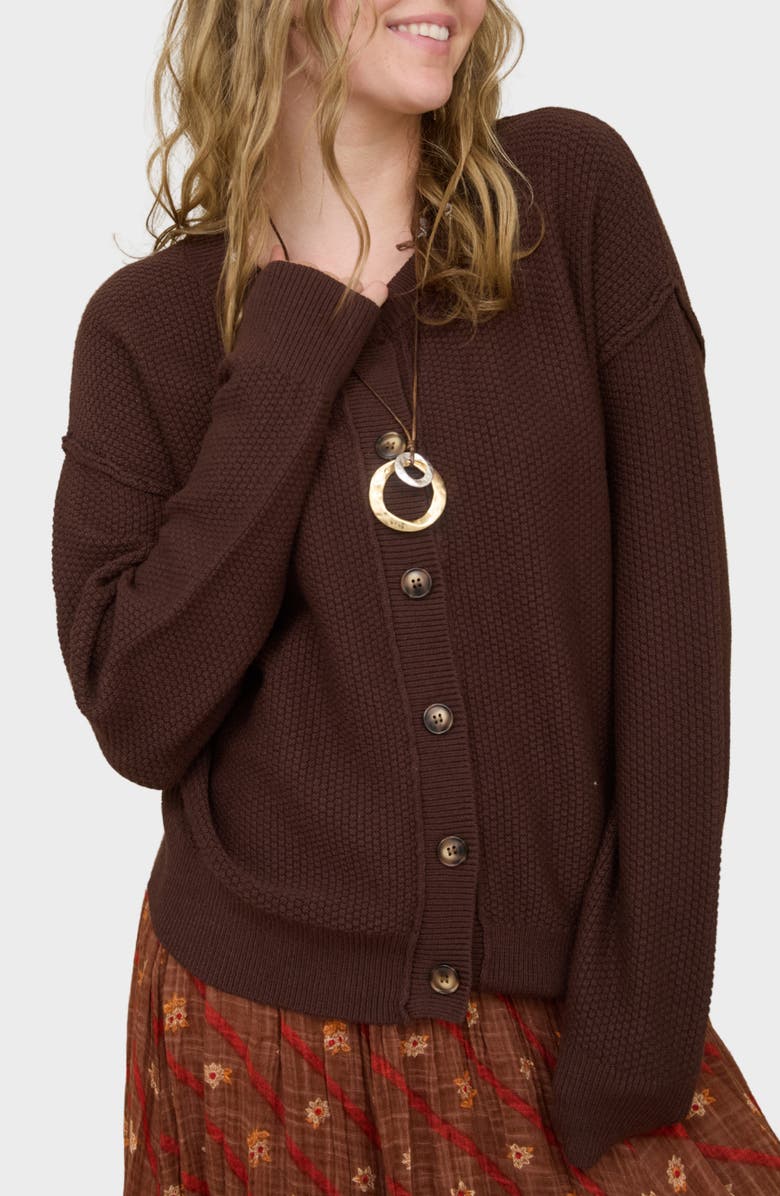 Blu Pepper Button Down Cardigan, Alternate, color, Chocolate