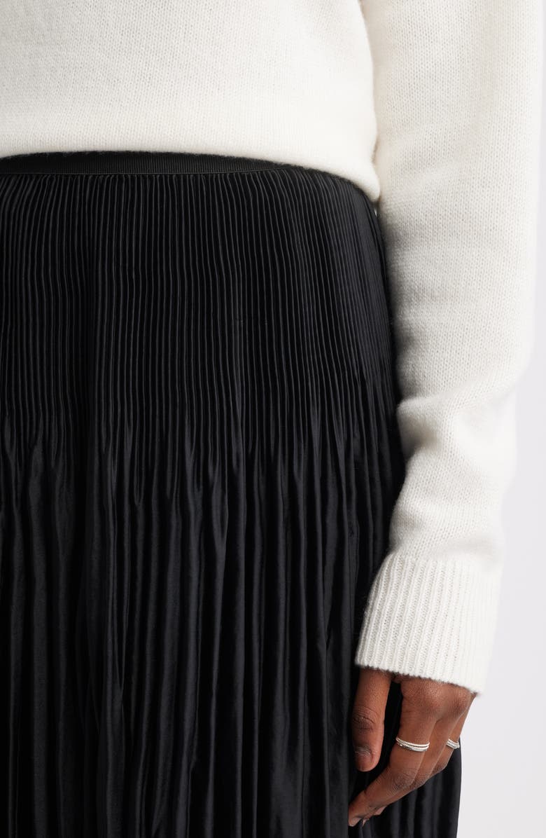 Treasure & Bond Pleated Satin Midi Skirt, Alternate, color, Black