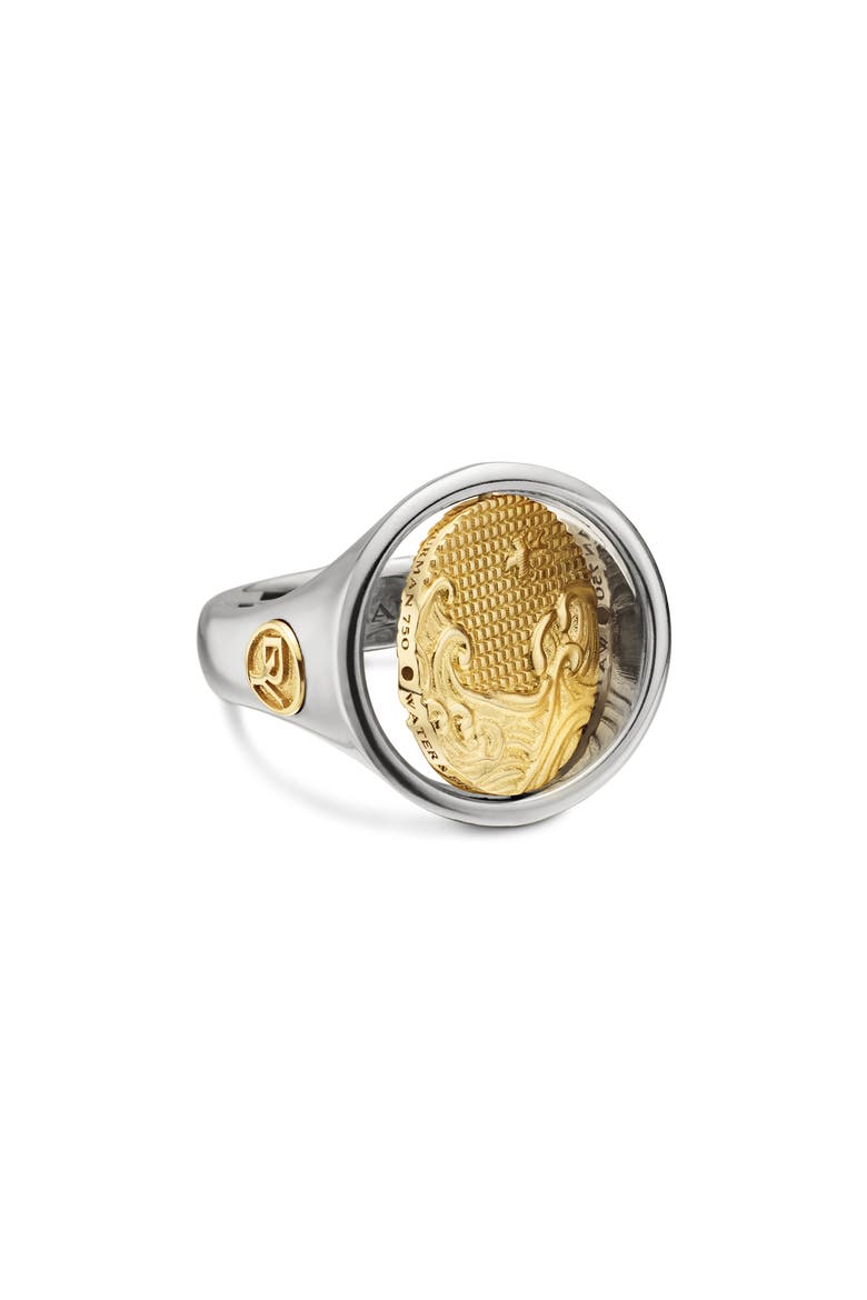 Water & Fire Duality Signet Ring in Sterling Silver with 18K Yellow Gold, Alternate, color, STERLING SILVER W/ 18K GOLD
