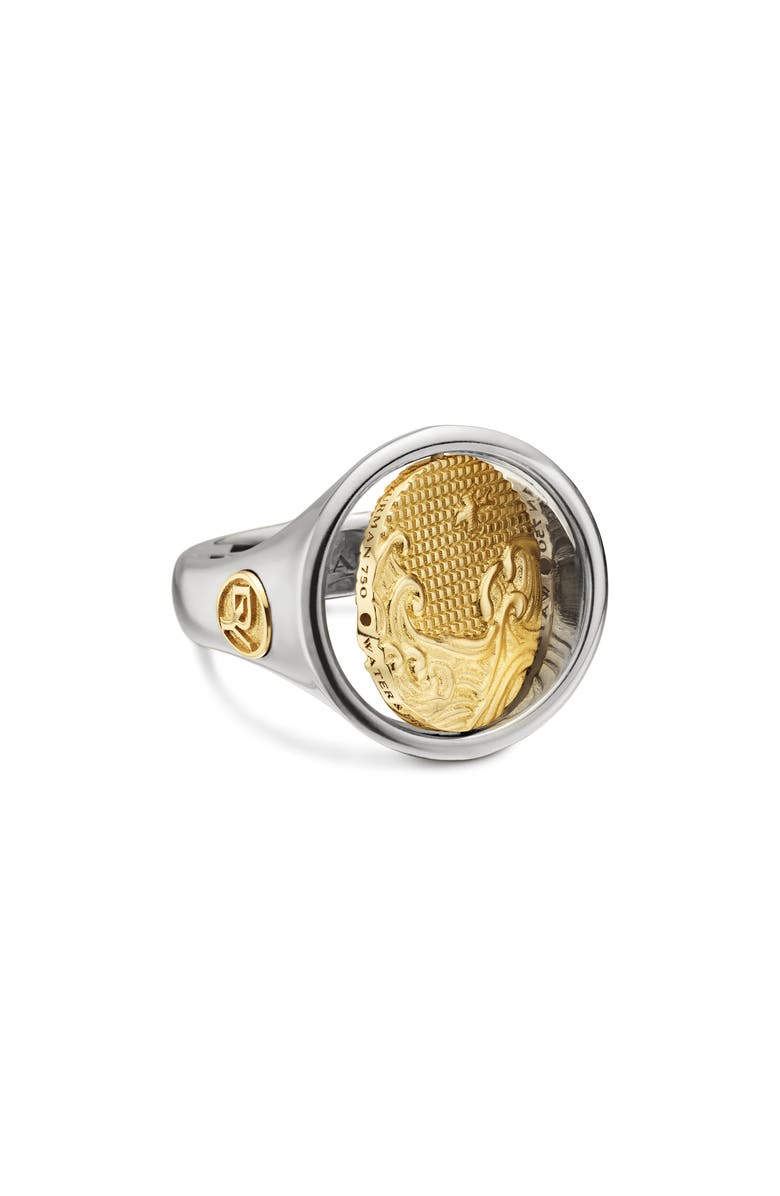 David Yurman Water & Fire Duality Signet Ring in Sterling Silver with 18K Yellow Gold, Alternate, color, Sterling Silver W/ 18K Gold