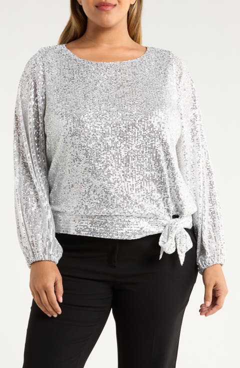 Sequin Tie Hem Top (Plus)