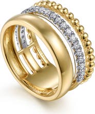 Gabriel & Co. Bujukan Two-Tone 14K Gold & Diamond Stackable Ring
