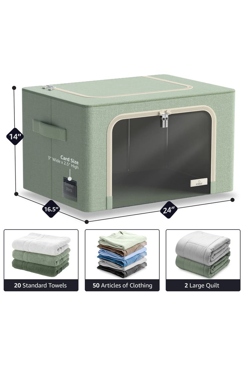 Set of 2 Stackable Foldable Organizer Bins, Alternate, color, TEAL