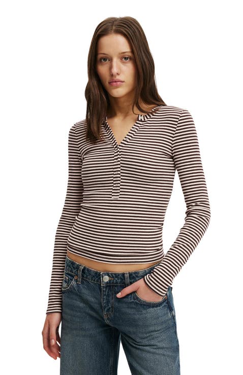 Women's Blake Rib Henley Long Sleeve