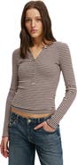 Cotton On Women's Blake Rib Henley Long Sleeve