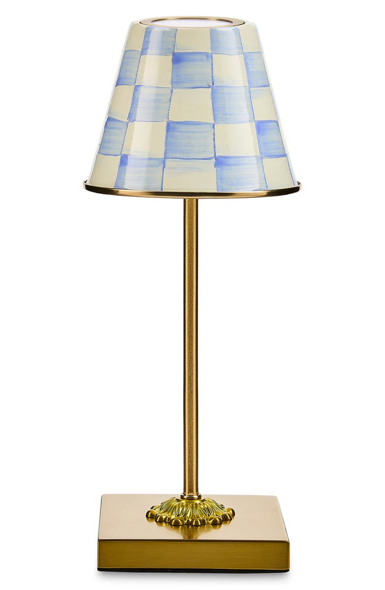 MACKENZIE CHILDS Sky Check LED Rechargeable Cafe Table Lamp, Main, color, Sky Check