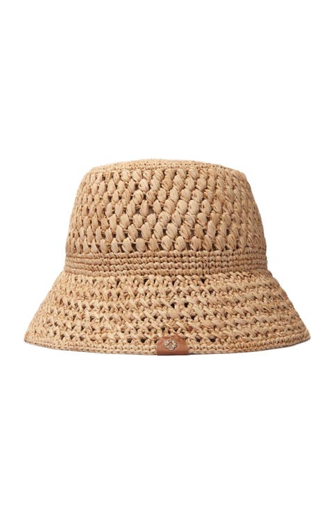 Crochet raffia bucket hat