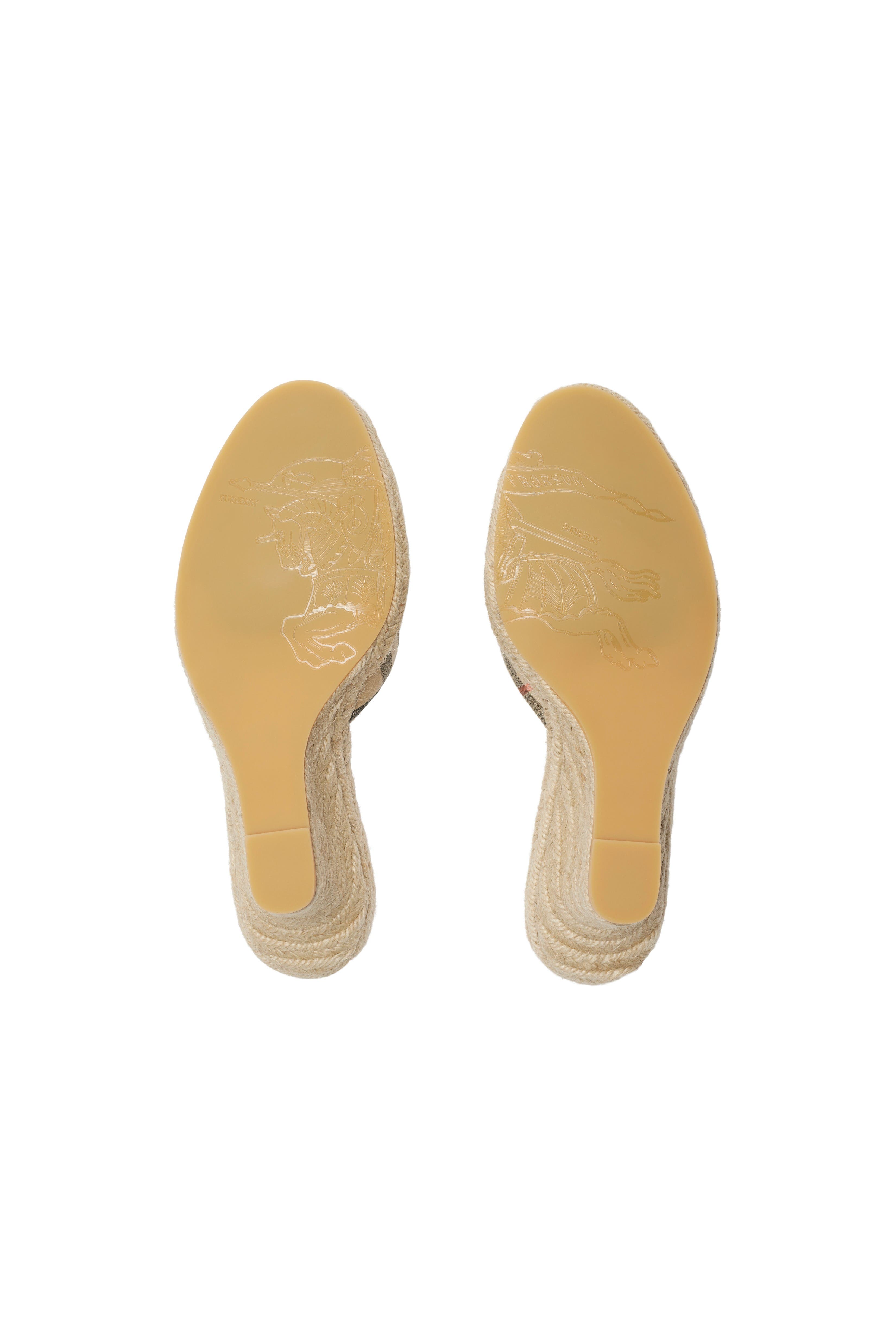 Burberry Check Mews Espadrille Mules, Alternate, color, Sand