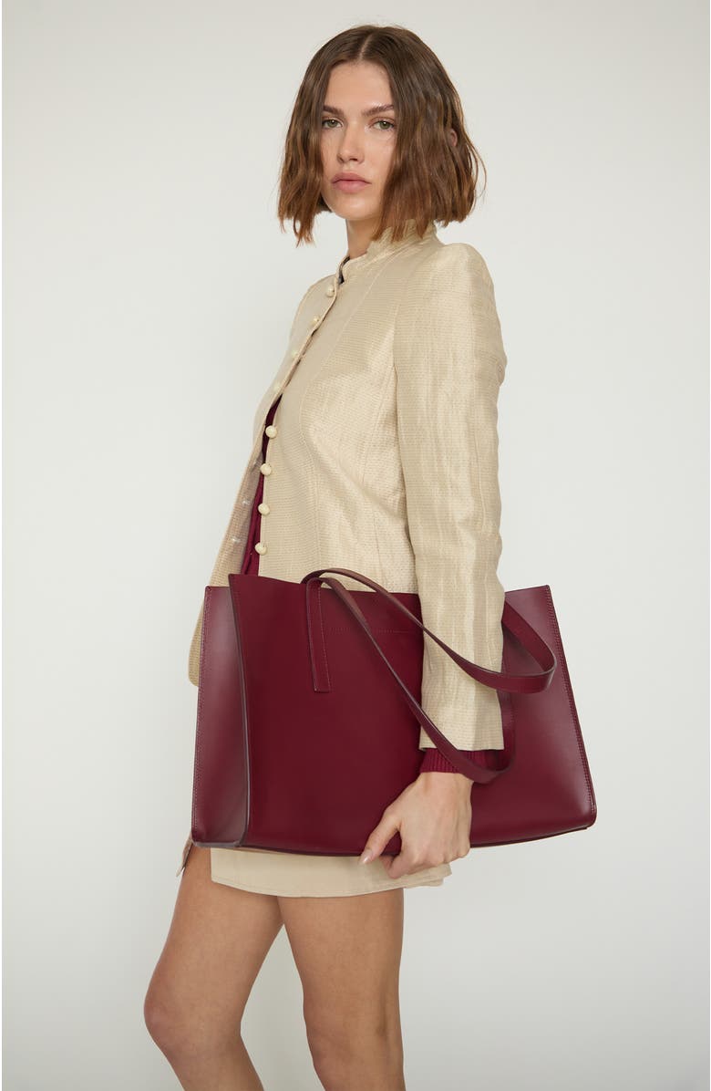 HYER GOODS Luxe Doubleface Leather Laptop Tote Bag, Alternate, color, Burgundy