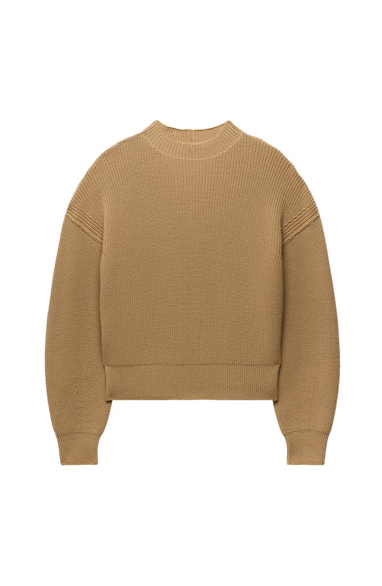 Another Tomorrow Rib Crewneck, Alternate, color, Camel