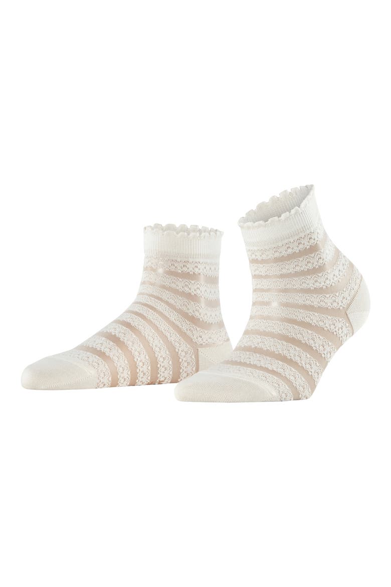Stripe Border Lace Ankle Socks, Alternate, color, OFF-WHITE