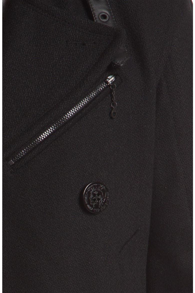 'Wittory' Double Breasted Peacoat, Alternate, color, BLACK
